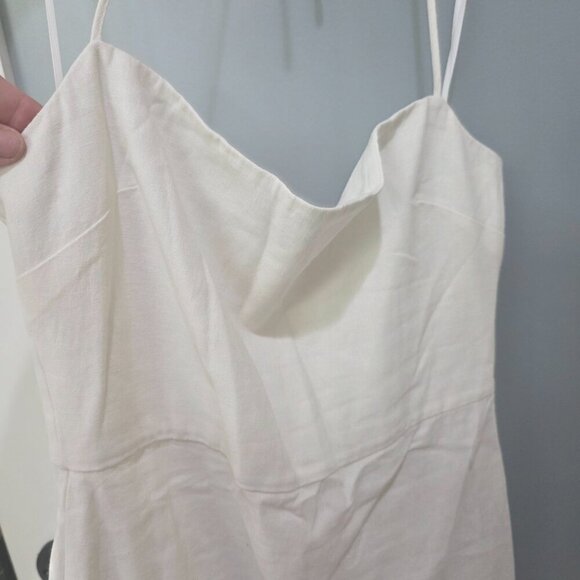Babaton Women’s White Linen Blend Halter Mini Dress – Size 4 - Picture 2 of 13